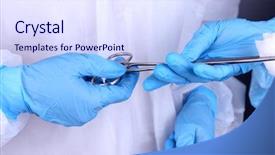  Presentation with cartoon kids holding hands - Theme featuring operation room - surgeon's hands holding clip background and a sky blue colored foreground