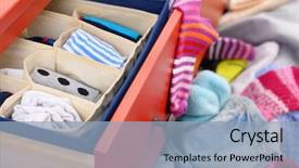  Presentation with pile - Presentation design enhanced with messy kids room - woman's sock and pile background and a light blue colored foreground