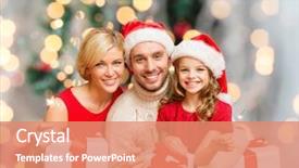  Presentation with living room family - Presentation theme having room and christmas tree background background and a coral colored foreground