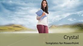  Presentation with computer room - Slide deck enhanced with room and holding a folder background and a  colored foreground