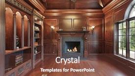  Presentation with library - PPT theme having room bookin - elegant library in luxury home background and a tawny brown colored foreground