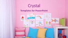  Presentation with orange and pink tone abstract - PPT theme enhanced with room bookin - interior of classroom in pink background and a lemonade colored foreground