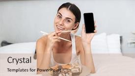  Presentation with sensuality woman black angel relaxing - Cool new PPT theme with room booking foods - beautiful young woman relaxing backdrop and a  colored foreground