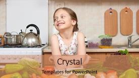  Presentation with fruits and vegetables - Presentation design enhanced with room booking foods - child girl with fruits background and a  colored foreground