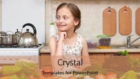  Presentation with healthy food - PPT theme consisting of room booking foods - child girl with fruits background and a  colored foreground