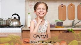  Presentation with healthy food - Cool new slide deck with room booking foods - child girl with fruits backdrop and a  colored foreground