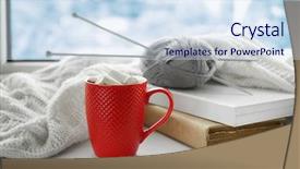  Presentation with knitting - Amazing slides having room booking foods - cup of coffee books backdrop and a sky blue colored foreground