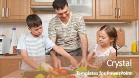  Presentation with children reading - Beautiful PPT layouts featuring room booking foods - father and two children reading backdrop and a  colored foreground