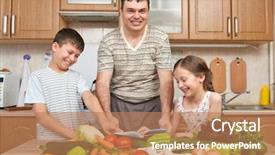  Presentation with family reading - Beautiful theme featuring room booking foods - father and two children reading backdrop and a  colored foreground