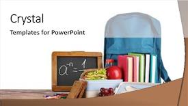  Presentation with school lunch - PPT theme enhanced with room booking foods - meal for schoolchild on table background and a white colored foreground