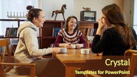  Presentation with different - Cool new slides with room booking foods - three women of different ages backdrop and a tawny brown colored foreground