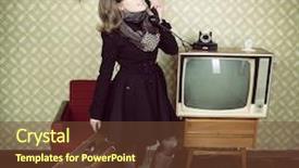  Presentation with vintage clocks - Cool new PPT theme with room calling phone with vintage backdrop and a tawny brown colored foreground