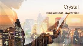  Presentation with woman business - Audience pleasing slide deck consisting of room concept of technology backdrop and a cream colored foreground