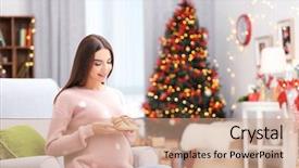  Presentation with baby christmas - Audience pleasing slide deck consisting of room decorated for christmas backdrop and a coral colored foreground