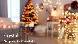  Presentation with fir tree - Theme featuring room decorated for christmas background and a tawny brown colored foreground