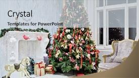  Presentation with celebration - Slide set with room decorated to christmas celebration background and a lemonade colored foreground