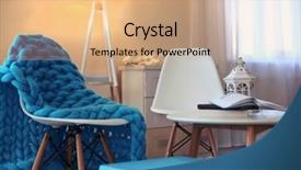  Presentation with furniture design - Presentation consisting of room design with white furniture picture and floor lamp over beige wall background and a coral colored foreground