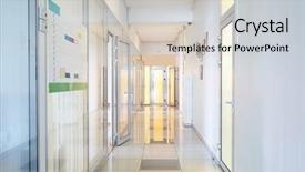  Presentation with medical imaging center mri - Slide deck consisting of room door lock - interior of a corridor background and a light gray colored foreground