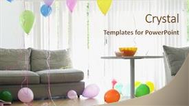  Presentation with balloons - Presentation design having room full of colorful balloons background and a cream colored foreground