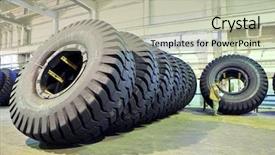  Presentation with tires - Slide deck consisting of room full of new car background and a mint green colored foreground