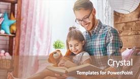  Presentation with kids reading book - Beautiful presentation theme featuring room handsome young daddy reading backdrop and a coral colored foreground