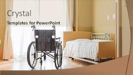  Presentation with nursing - Beautiful PPT theme featuring room in a nursing facility backdrop and a coral colored foreground