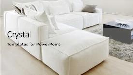  Presentation with minimal - Cool new PPT theme with room interior white sofa carpet backdrop and a  colored foreground