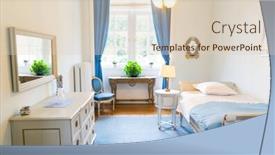  Presentation with furniture - Beautiful PPT theme featuring room-interior-white-vintage-furniture backdrop and a lemonade colored foreground