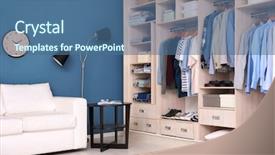  Presentation with room interior design - Slides enhanced with room interior with big wardrobe background and a ocean colored foreground