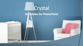  Presentation with interior - Cool new slide deck with room interior with comfortable armchair backdrop and a teal colored foreground