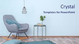  Presentation with interior - Presentation design featuring room interior with comfortable rock background and a sky blue colored foreground