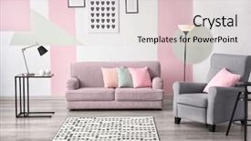  Presentation with living room - Amazing PPT theme having room interior with comfortable sofa backdrop and a lemonade colored foreground