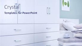  Presentation with closet - Beautiful presentation theme featuring room interior with large wardrobe closet backdrop and a sky blue colored foreground