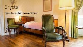  Presentation with room - Amazing slide deck having room-interior-with-vintage-bed backdrop and a yellow colored foreground