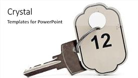  Presentation with hotel key - Slide deck featuring room key from a hotel with a number background and a white colored foreground