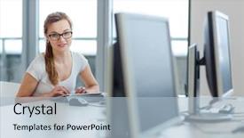  Presentation with office room - Colorful theme enhanced with room office university office school backdrop and a light blue colored foreground