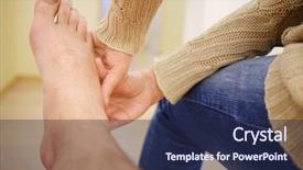  Presentation with woman body - Presentation theme having room part of body background and a navy blue colored foreground