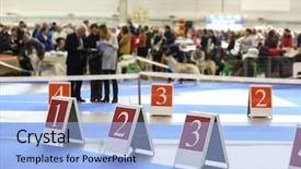  Presentation with show - Cool new PPT theme with room prepared for dog show backdrop and a light blue colored foreground
