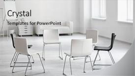  Presentation with psychotherapy - Presentation theme with room prepared for group psychotherapy background and a light gray colored foreground