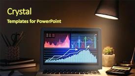  Presentation with data - PPT theme featuring room rates - laptop with stock data background and a  colored foreground