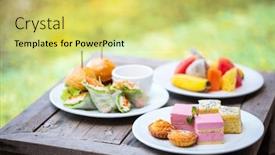  Presentation with burgers - Presentation design featuring room-service-delicious-lunch-burgers background and a yellow colored foreground