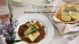  Presentation with food service - Slides with room-service-food-presentation background and a mint green colored foreground