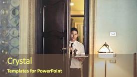  Presentation with room - Beautiful PPT theme featuring room service backdrop and a tawny brown colored foreground
