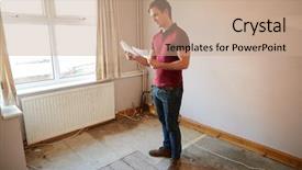  Presentation with survey - PPT theme having room to be renovate background and a coral colored foreground