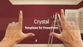  Presentation with paint bucket - Presentation design enhanced with room wall interior with ladder background and a tawny brown colored foreground