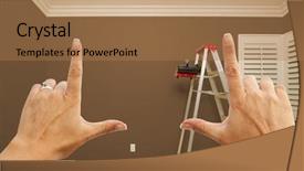  Presentation with paint bucket - Amazing presentation theme having room wall interior with ladder backdrop and a  colored foreground