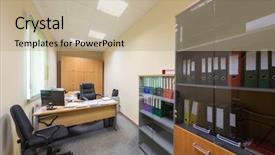  Presentation with temprature smart room - Presentation theme enhanced with room with bookshelf and folder background and a mint green colored foreground