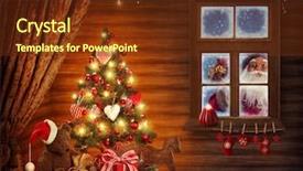  Presentation with christmas presents - Presentation theme with room with christmas tree background and a tawny brown colored foreground