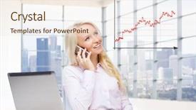  Presentation with business communication - Cool new slide deck with room with city view window backdrop and a sky blue colored foreground