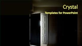  Presentation with dark room for interrogation - Presentation theme having room with half-opened door background and a wine colored foreground